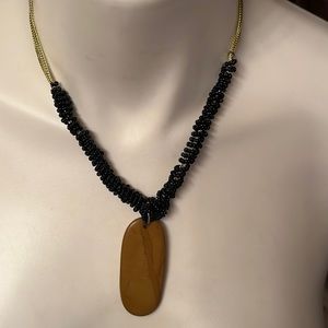 Stone Wrapped Seed Beads Gold Chain Necklace